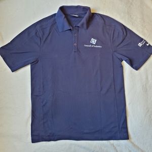 Nike golf dri fit Men's M polo shirt dark blue with council of industry logo